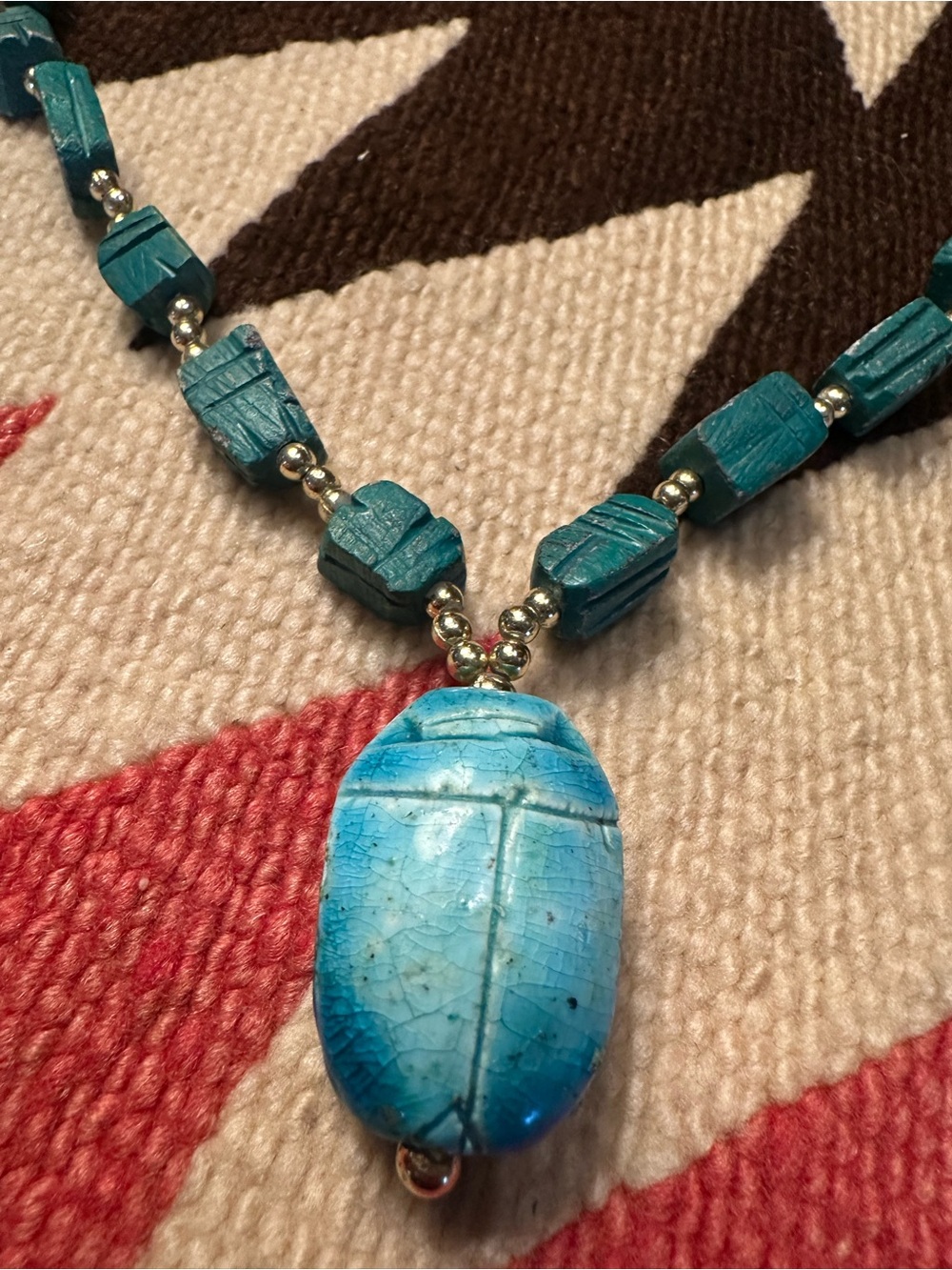 Turquoise Scarab Pendant Necklace - Blue Women Jewelry
